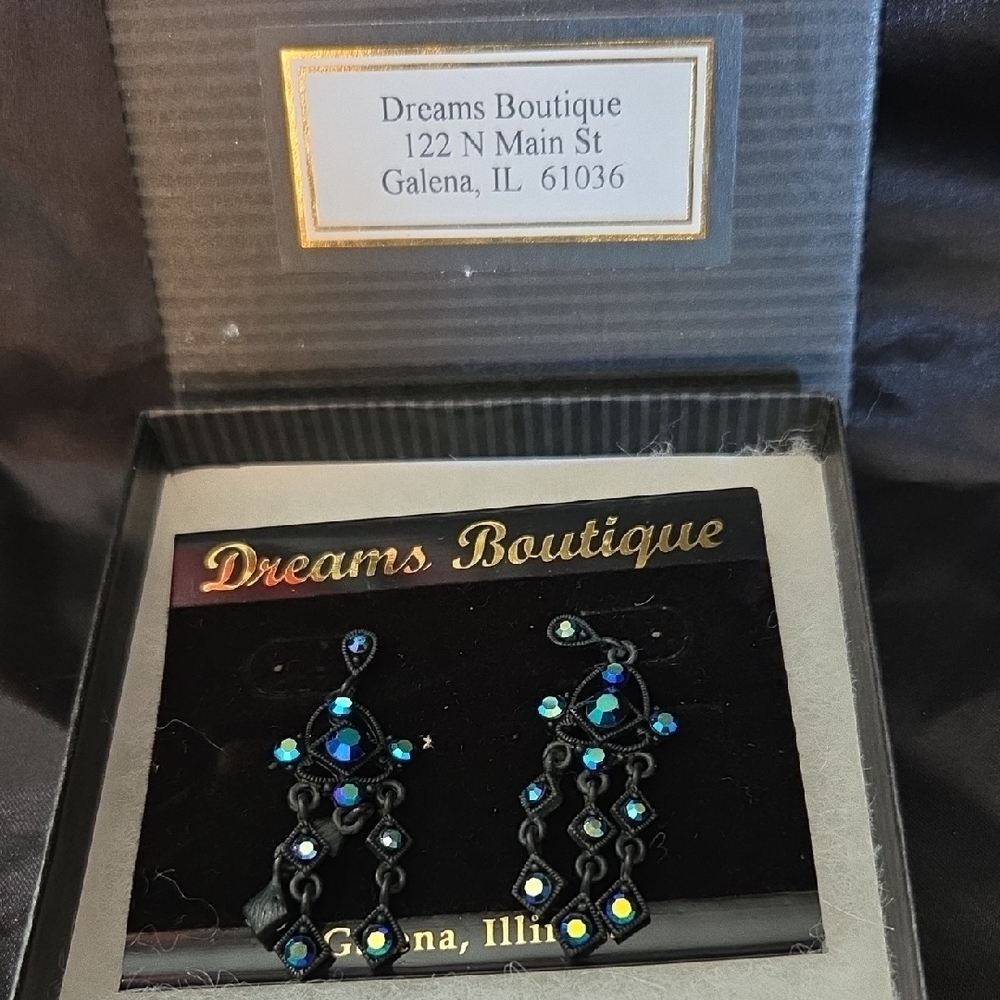 Black and Blue Dangle Earrings